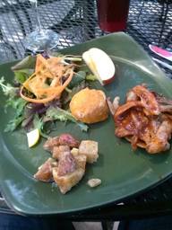 duck bbq, with sweet potato biscuits