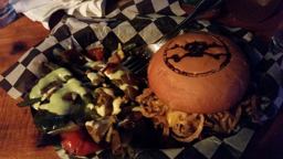 Caribbean pulled pork sammich with jerk Caribbean spiced veggies