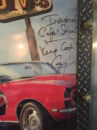 Industrial Saloon & Cafe - Guy signed Poster