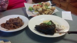 Jambalaya, Shrimp Po-Boy and Stuffed Pork Chop