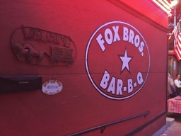 Out front of  Fox Brothers BBQ