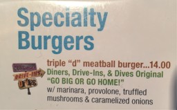 Triple D items  marked on Menu at Folk Art