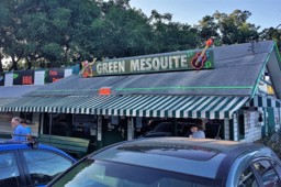 Out front of  Green Mesquite in Austin, tx