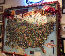 Triple D visitor map at Four Kegs in Vegas
