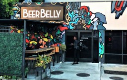 Out front of Beer Belly in the Koreatown district of L.A.