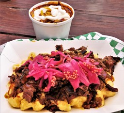 The Brisket Mac & Cheese with a side of the Brisket Chili - Wood Shop BBQ