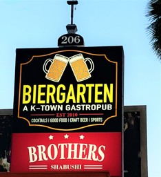 Sign for the Biergarten L.A.