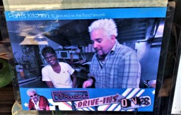 Triple D pic in the front window at Pam's Kitchen
