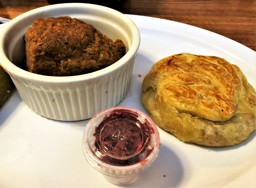 The Meat Knish & Kishke portion of the Sampler