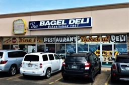 Out front of The Bagel Deli in Denver, CO