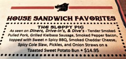 Triple D items listed on the menu at Front Range BBQ