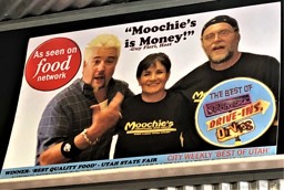 Triple D sign at Moochie's Meatballs