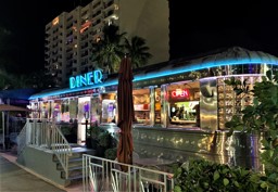 Out Front of the 11th Street Diner in South Beach Miami