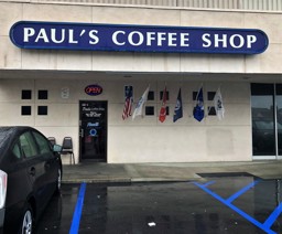 Out front of Paul's Coffee Shop in Orange County, CA