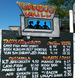 garbo grill menu board