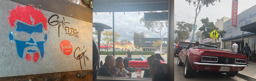 guy fieri corvette and spray paint sign on the wall