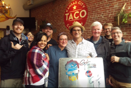 picture of the crew with guy fieri autograph
