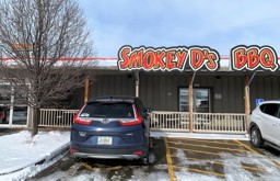Out front of Smokey D's BBQ in Des Moines, IA