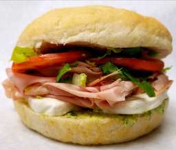 mortadella on focaccia bread