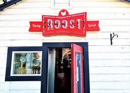 Out front of the The Roost Fired Chicken