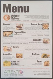 Areyto Food Truck Menu