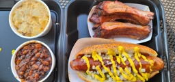 3 Ribs with Hot Link and 2 Sides at Ray Ray's Hog Pit Food Truck