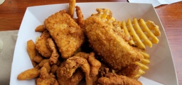 Captains Platter with Waffle Fries at the Fisherman's Market