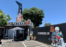 Out Front of Junkyard Extreme Burgers 