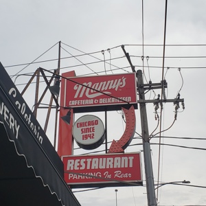 Outside Manny's Cafeteria & Delicatessen