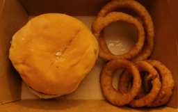 Burger and Onion Rings at the Proper Burger Company