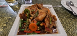 Plaa Pear (Deep fried red snapper fish fillets) at Jitlada