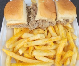 Pork Sliders with French Fries at Rutts Hawaiian