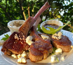 Lamb chops with blueberry pepper jelly