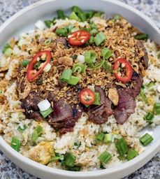 Grilled Angus Strip Lion Steak with Beef Tallow Fried Rice