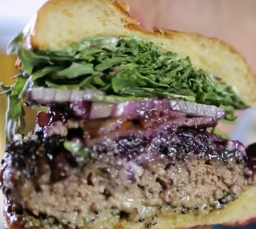 Blueberry Bacon Blue Cheese Au Poivre Burger