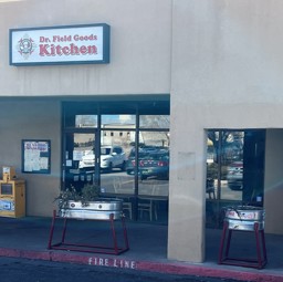 Out front of Dr. Field Goods Kitchen in Santa Fe, NM