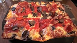 The Mountain Top Detroit Pizza at Blue Pan Pizza