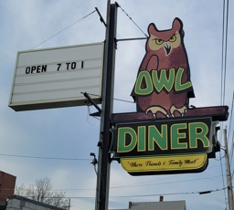 Four Sisters Owl Diner Owl Diner Outside Sign