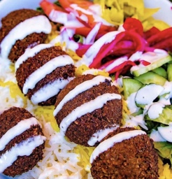falafel salad and rice bowl