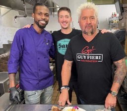 Guy Fieri with the Chef and Owner Oniel Smith