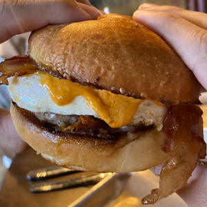 The Boozy Pig Breakfast Burger