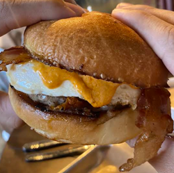 The Boozy Pig Breakfast Burger