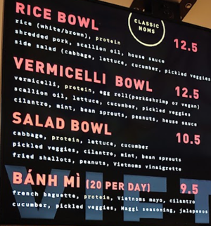 Vietnoms Menu